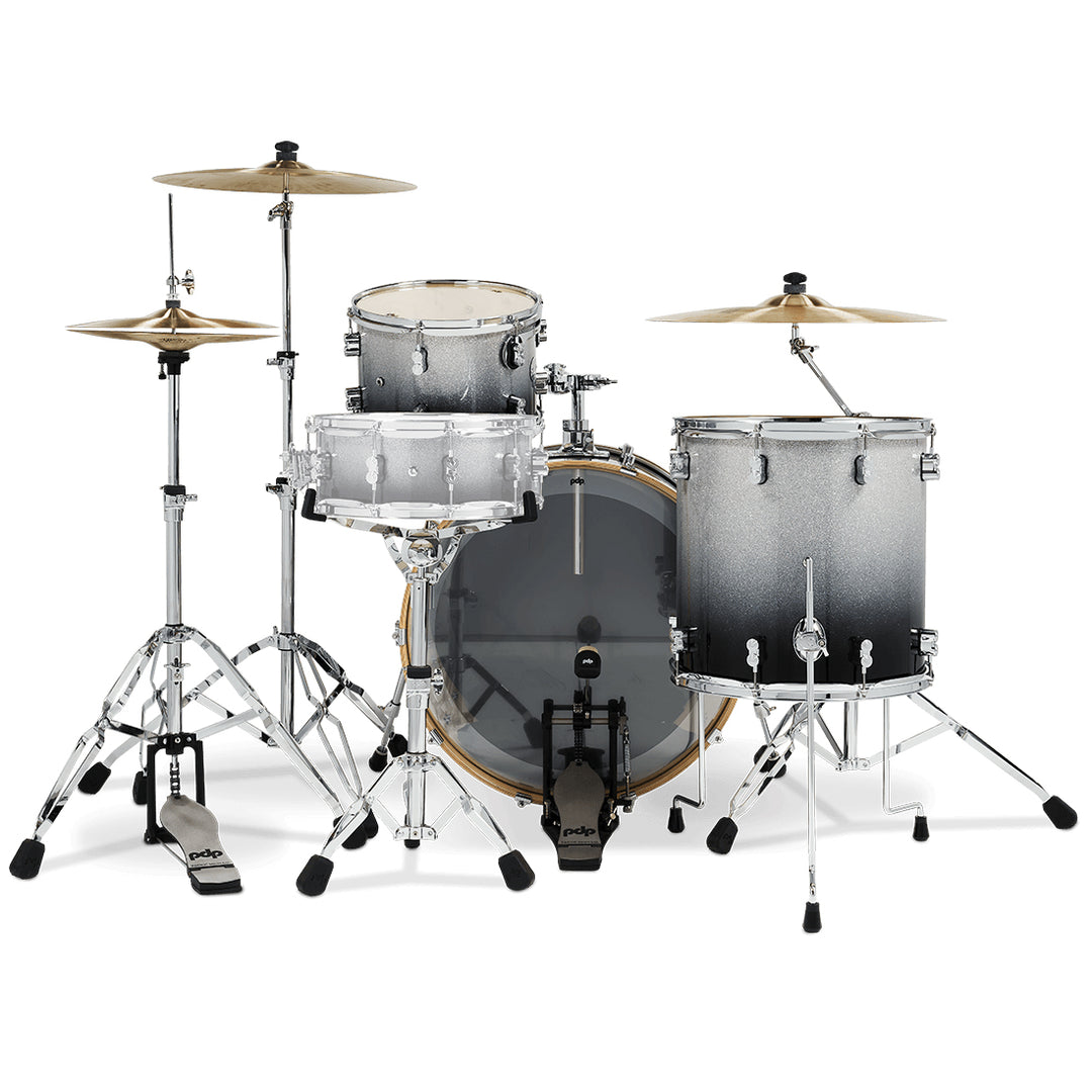 PDP Concept Maple Lacquer CM Rock Kit Shell Pack w/ Chrome Hardware (14x24, 9x13, 16x16FT) - Silver to Black Fade