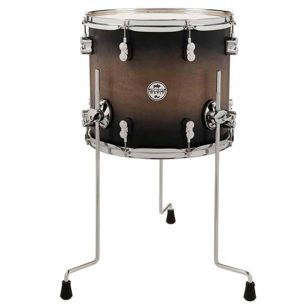 PDP Concept Maple Lacquer 12x14 Floor Tom w/ Chrome Hardware - Satin Charcoal Burst