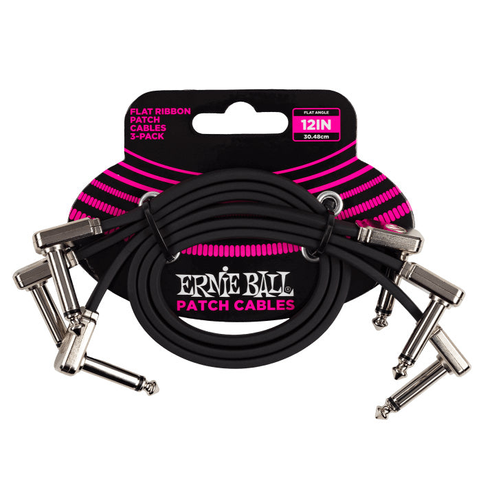 Ernie Ball Flat Ribbon Patch Cables (3-Pack) Black - 1’
