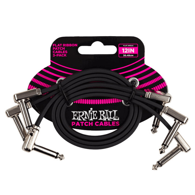 Ernie Ball Flat Ribbon Patch Cables (3-Pack) Black - 1’