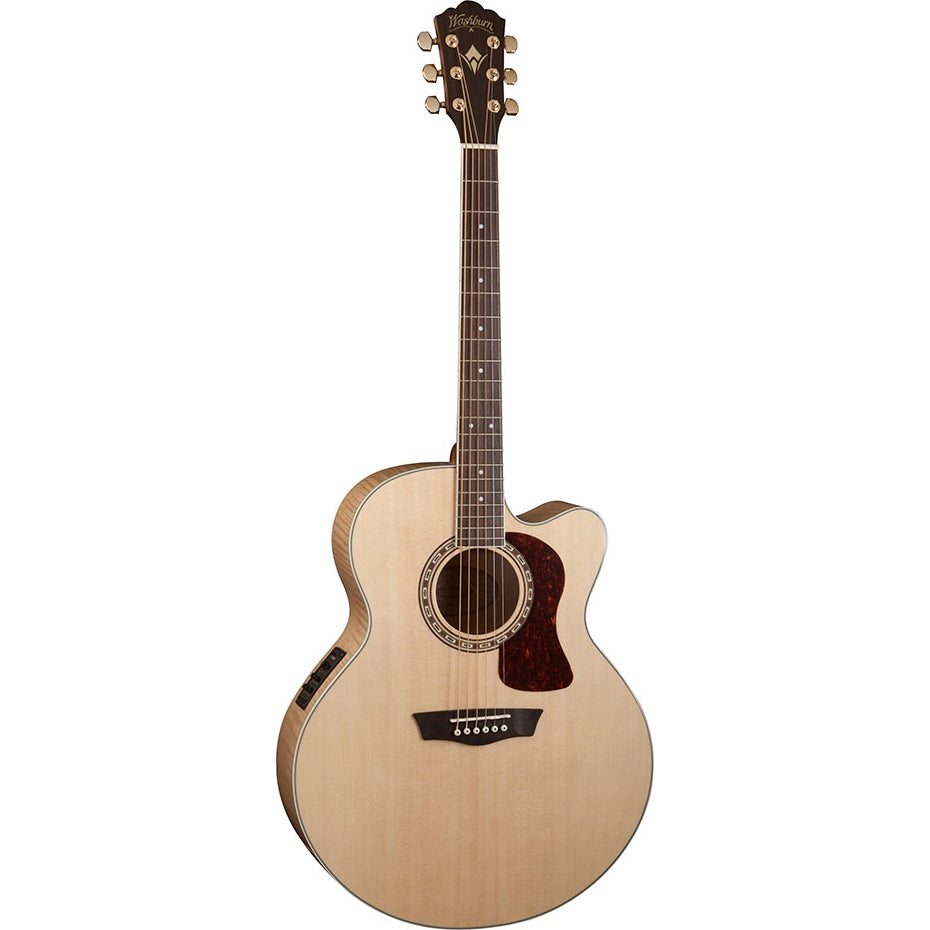Washburn HJ40SCE-O Heritage Jumbo w/Cutaway/Pickup,Solid Sitka Spruce Top, Flame Maple Back & Sides
