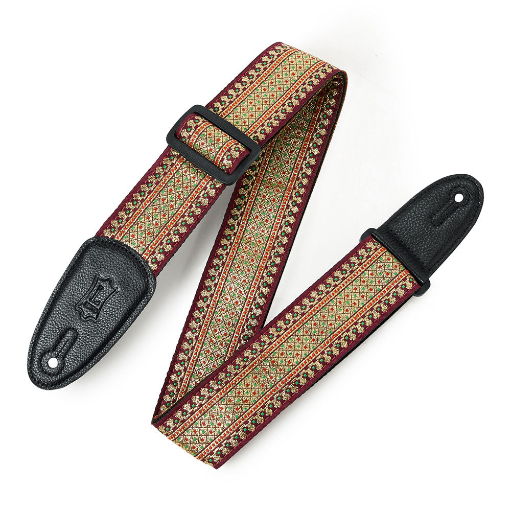 Levy's M8TF-001 Print Series Thai Motif Woven Guitar Strap - Burgundy