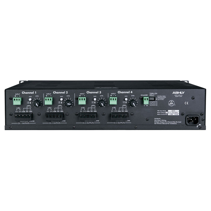 Ashly 4 x 75 W @ 4 Ohms, 25V, 70V, 100V