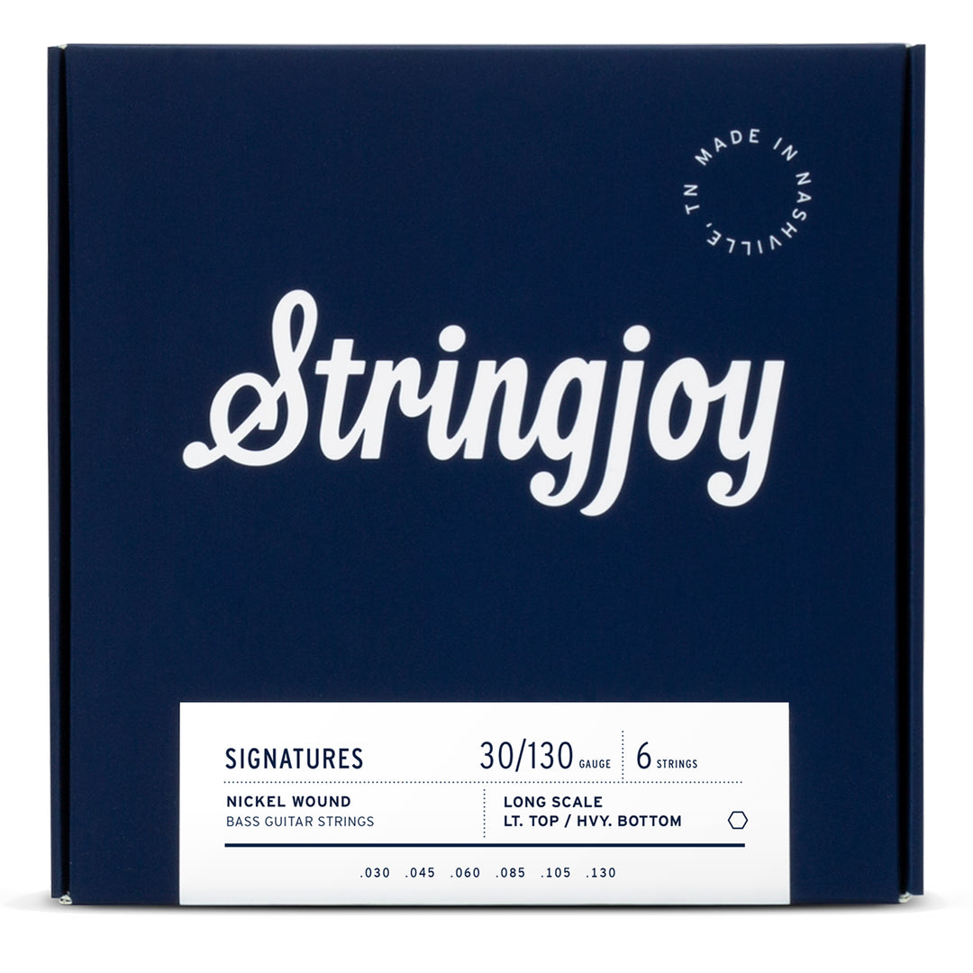 Stringjoy Light Top / Heavy Bottom Gauge (30-130) 6 String Long Scale Nickel Wound Bass Guitar Strings