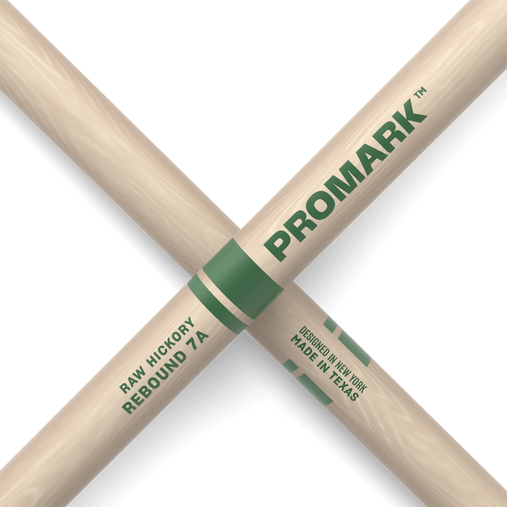 Promark RBHR535AW-Promark Rebound 7A Raw Hickory Drumstick, Acorn Wood Tip Drumsticks
