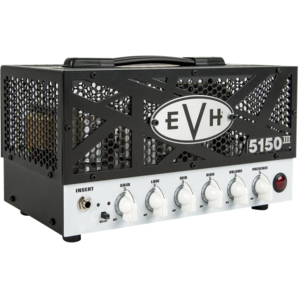 EVH 5150III 15W LBX Guitar Amp Head - Black Grille w/ Black Stripes and White Front Control Panel