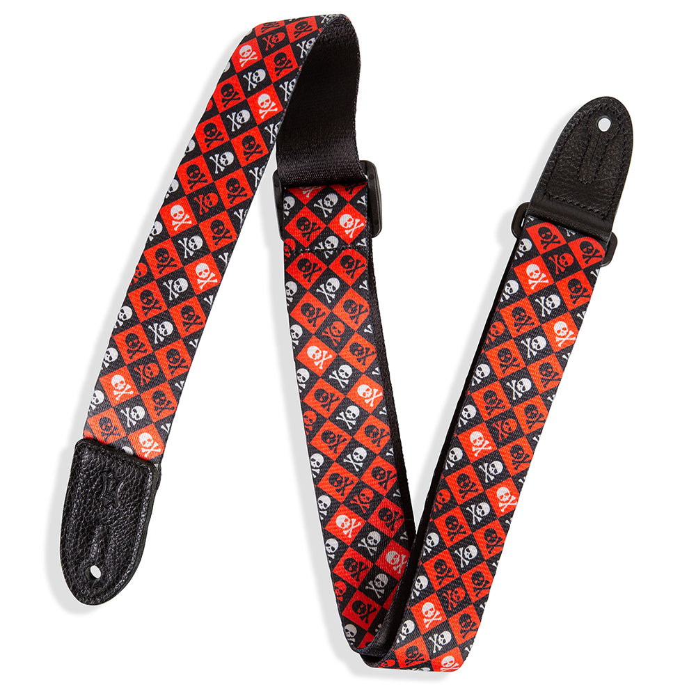 Levy’s MPJR-002 Skull and Crossbones Kids Guitar Strap - Red / White / Black