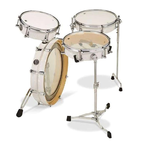 DW Performance Series Low Pro 4-Piece Shell Pack Finish Ply Drum Set (3x10, 3x13, 3x20 w/ 3x12 Snare) - White Marine