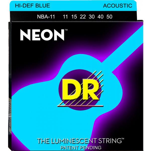 DR Strings NBA-11 (Medium-Light) - Hi-Def NEON BLUE: Coated Acoustic: 11, 15, 22, 30, 40, 50
