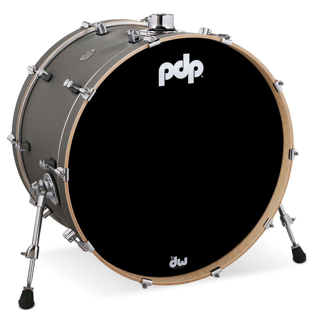 PDP Concept Maple Finish Ply 14x24 Bass Drum w/ BDM Bracket (No Tom Holder) - Satin Pewter