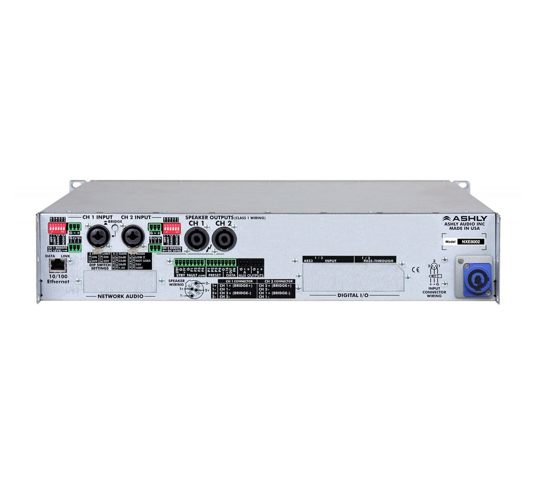 Ashly nXe8002 amplifier plus OPDante and OPDAC4 Option Cards