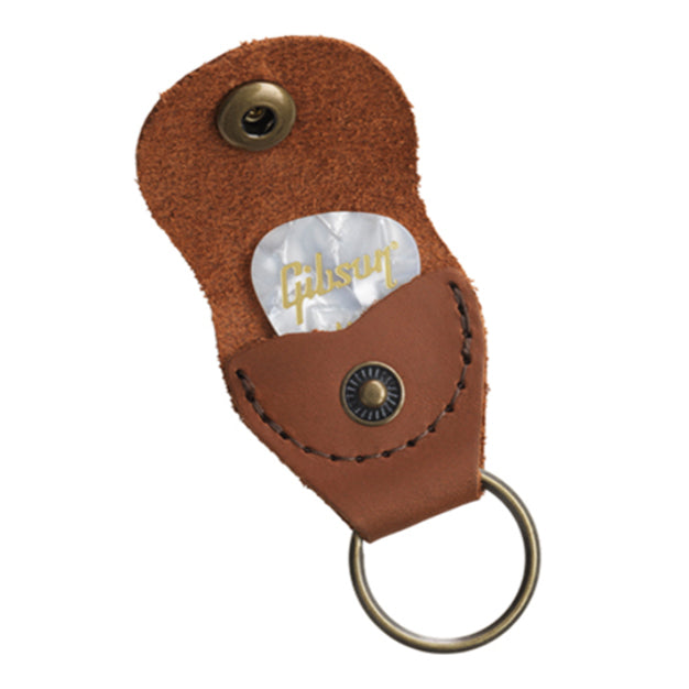 Gibson Premium Leather Pick Holder Keychain - Brown