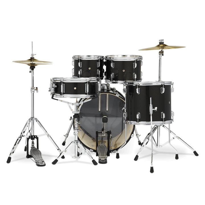 PDP Center Stage 5-Piece Complete Drum Kit w/ Hardware, Cymbals & Throne (7x10, 8x12, 12x14F, 14x20, 5x14 Snare) - Iridescent Black Sparkle