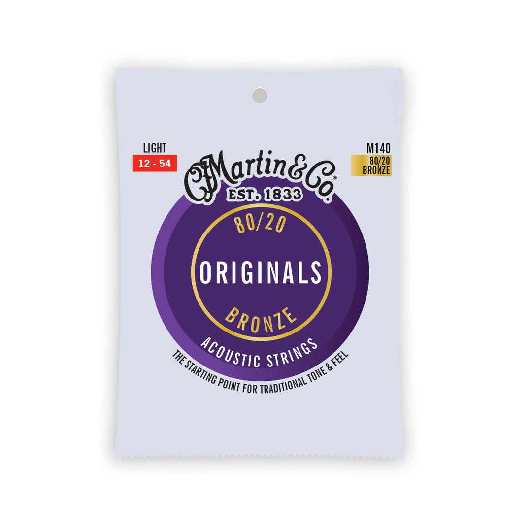 Martin Guitars MA140 80/20 Acoustic Guitar Strings, Light 3 Pack