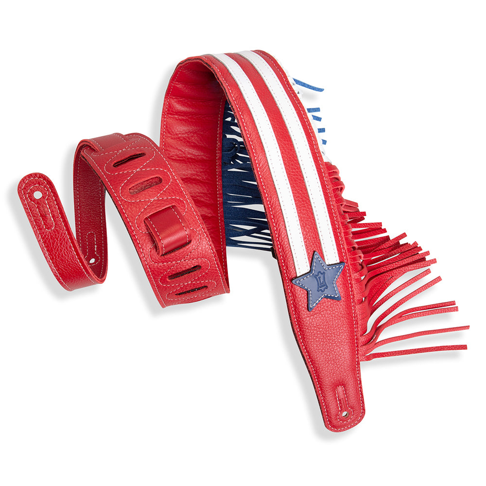 Levy’s MGFUSA-RWB Americana Fringe Guitar Strap - Red / White / Blue