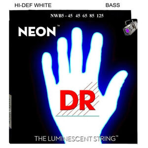 DR Strings NWB-45 (Medium) - Hi-Def NEON WHITE: Coated Bass Strings: 45, 65, 85, 105