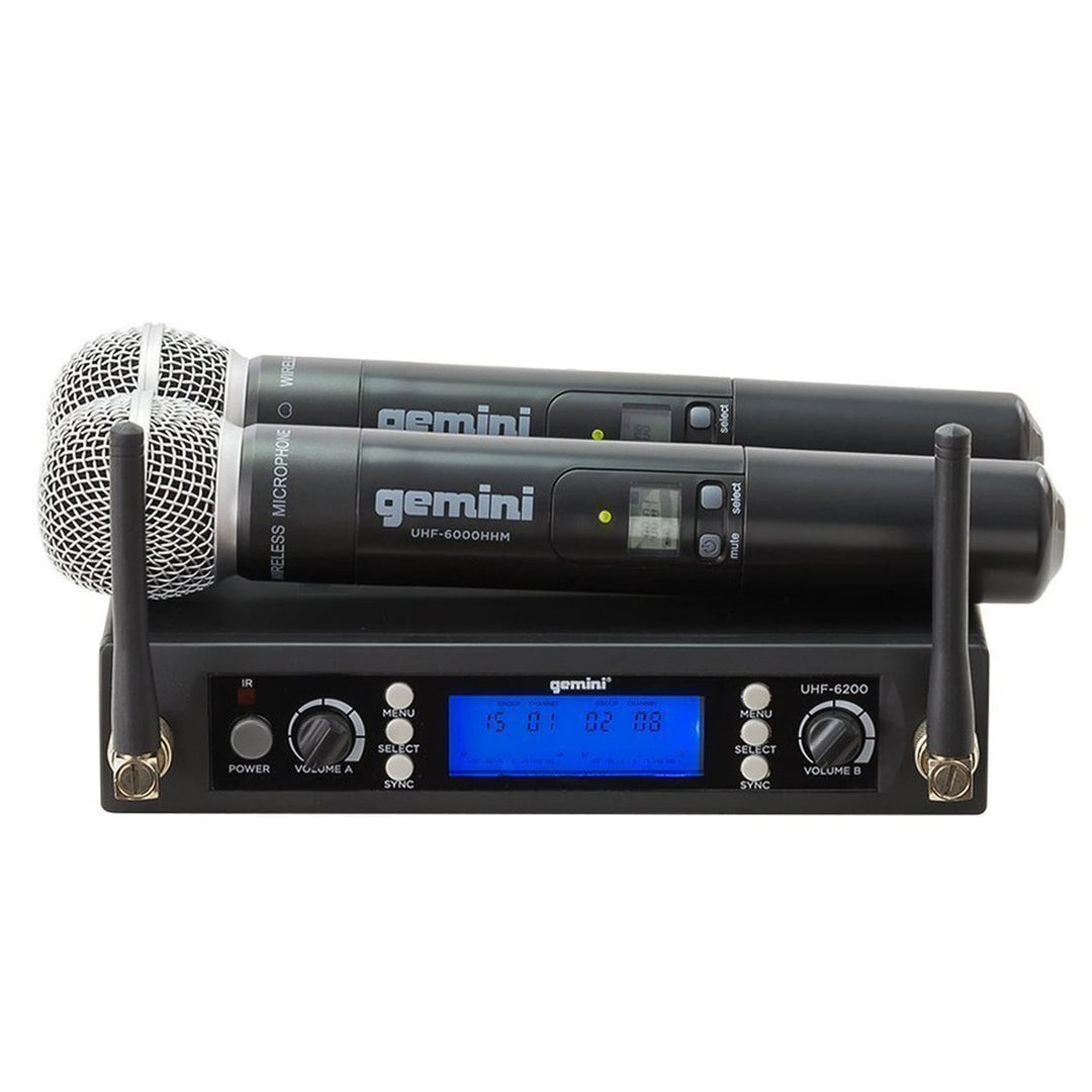 Gemini UHF-6200M Dual-Channel UHF Wireless Microphone System - Handheld Vocal
