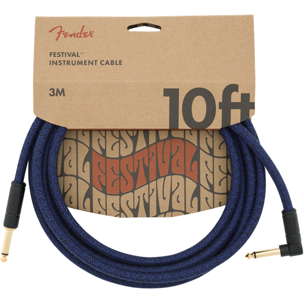 Fender Angled Festival Instrument Cable, Blue  - 10ft