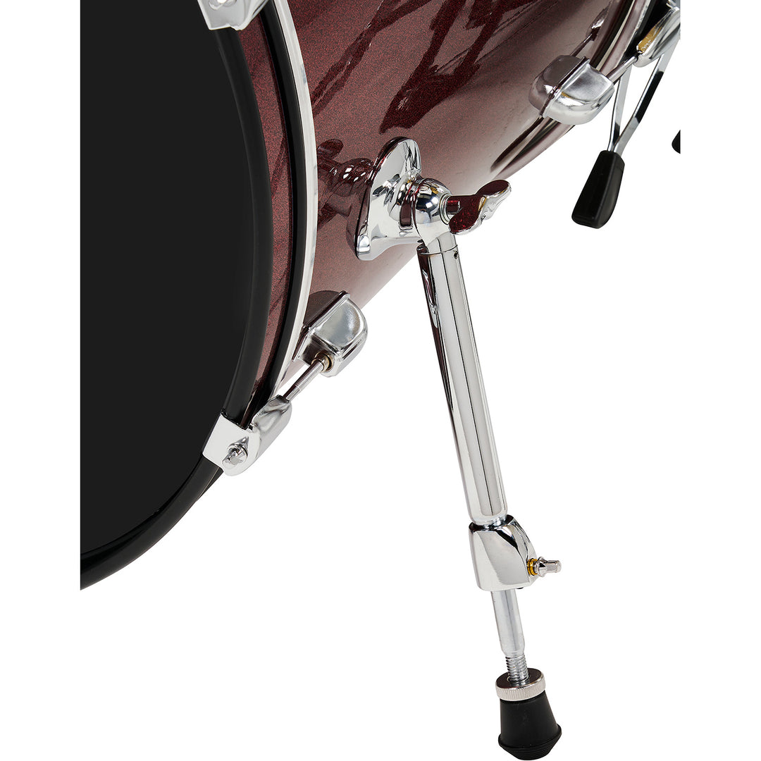 PDP Center Stage 5-Piece Complete Drum Kit w/ Hardware, Cymbals & Throne (7x10, 8x12, 12x14F, 14x20, 5x14 Snare) - Ruby Red Sparkle