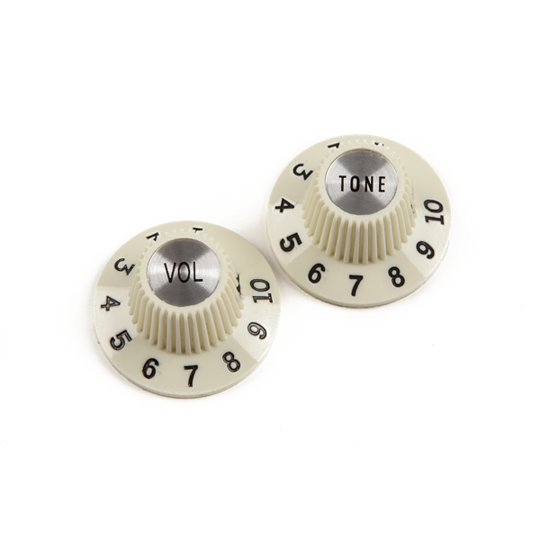 Fender Pure Vintage 1965 Jazzmaster ''Witch Hat'' Knobs - Vintage White