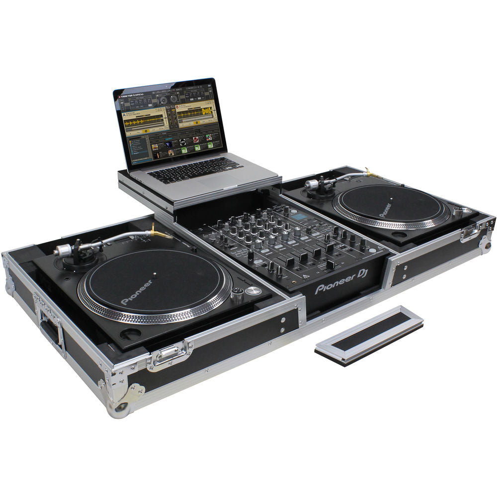 Odyssey FZGSLBM12WR Flight Zone Low Profile Glide Style DJ Coffin for 12” Mixer, 2x Turntables (Battle) & 2U Rack