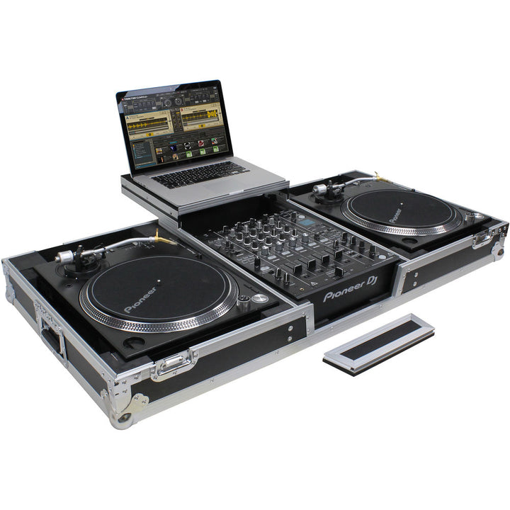 Odyssey FZGSLBM12WR Flight Zone Low Profile Glide Style DJ Coffin for 12” Mixer, 2x Turntables (Battle) & 2U Rack