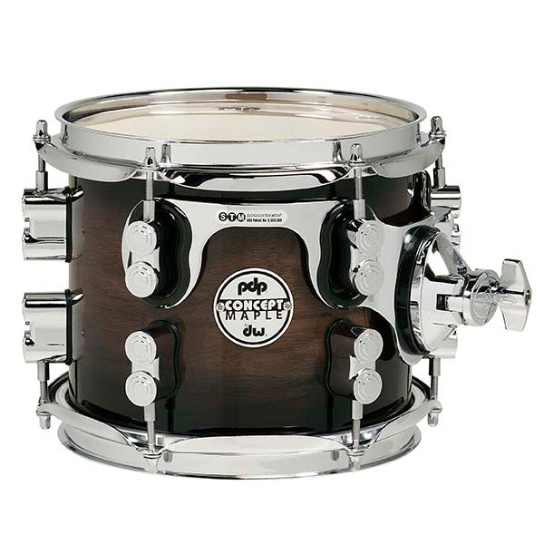 PDP Concept Exotic Series Suspended Tom (7x8) Maple w/ Chrome Hardware - Walnut to Charcoal Burst