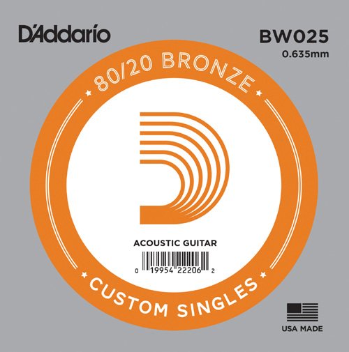 D'Addario BW025 - SINGLE 80/20 BRONZE WND 025