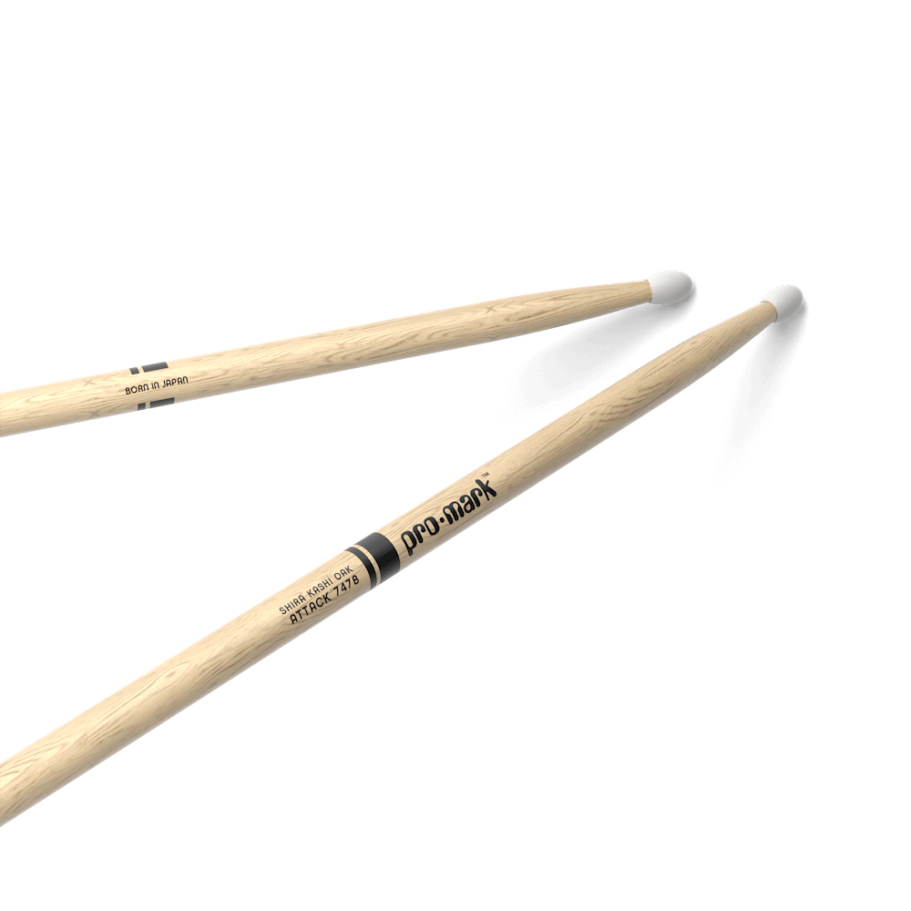 Promark PW747BN -Promark Super Rock Shira Kashi Oak Nylon Tip Drumsticks
