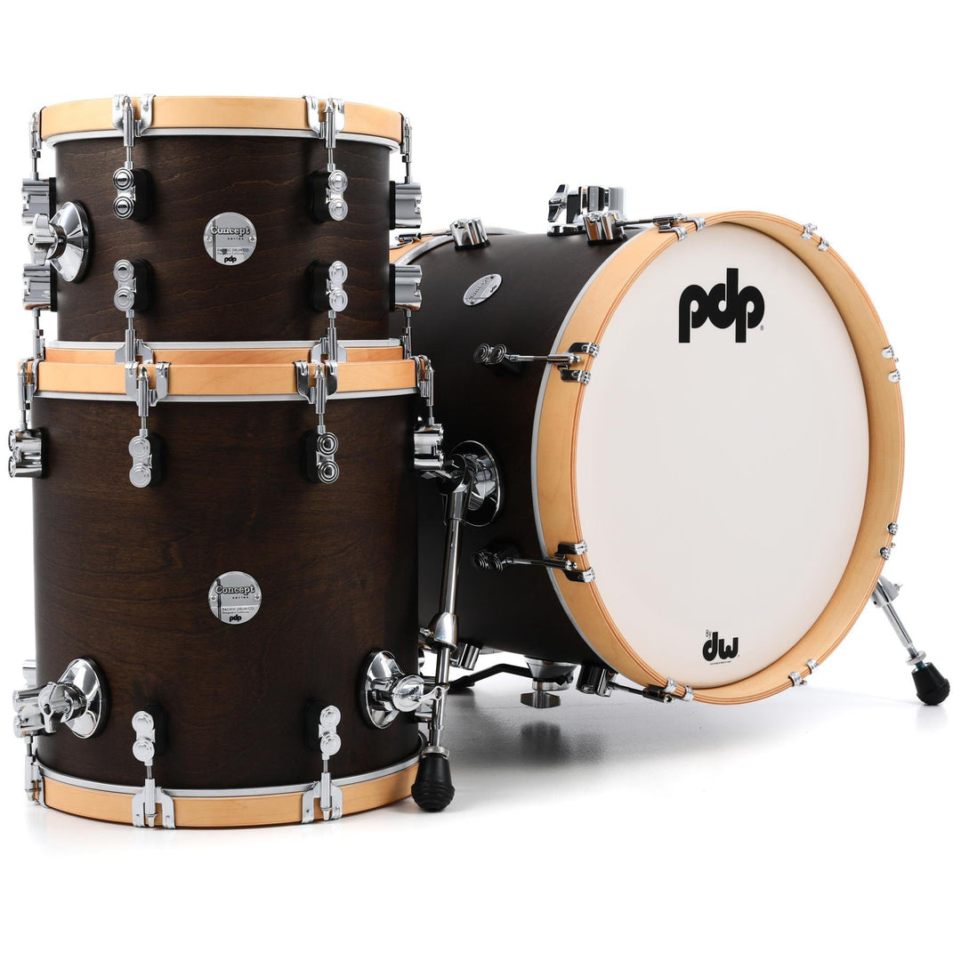 PDP Concept Maple Classic Bob Kit 3-Piece Shell Pack (14x18 w/ BDM, 8x12, 14x14FT) - Walnut Stain