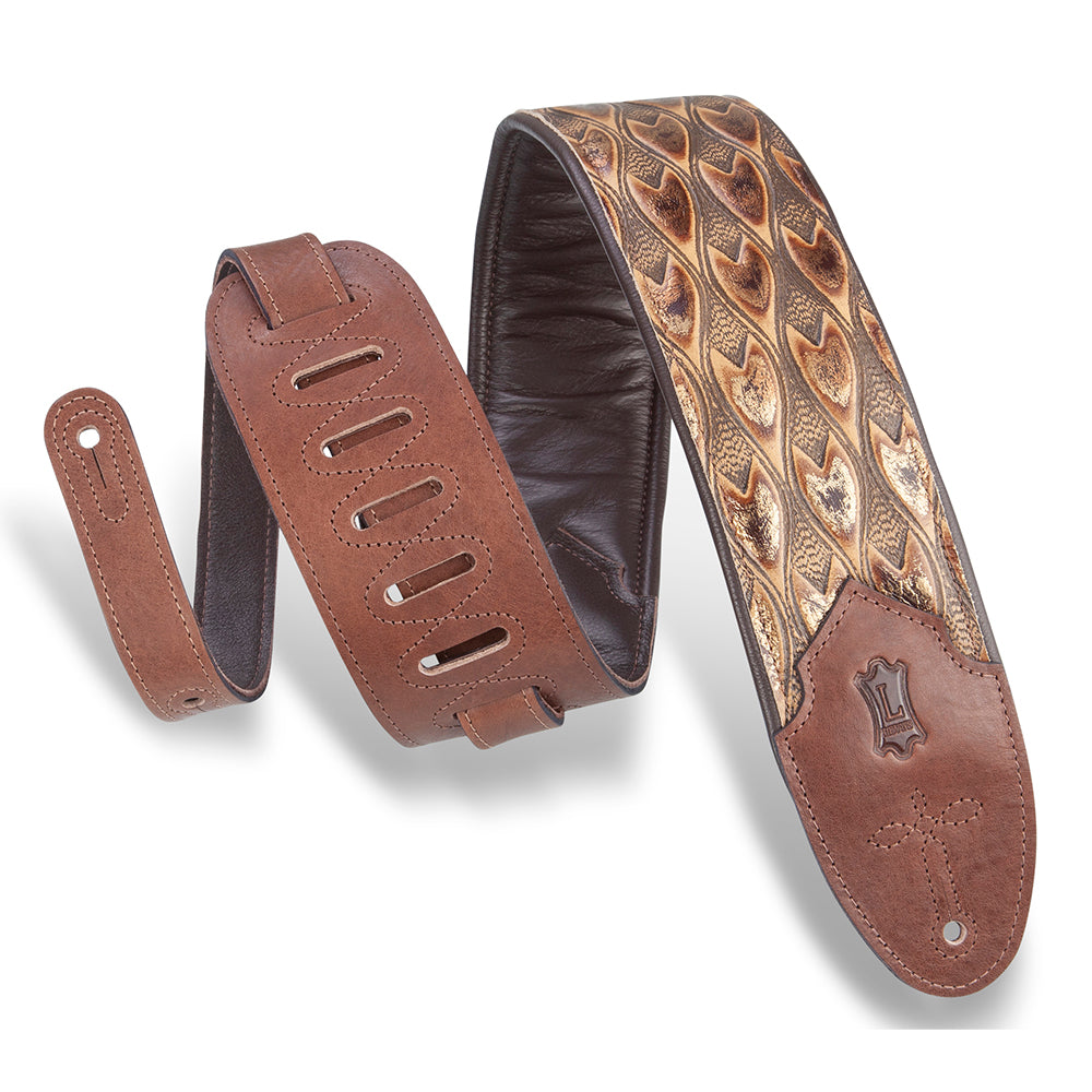 Levy’s M4WP-005 Sundance Line Arrowhead Bronze Guitar Strap - Brown / Gold