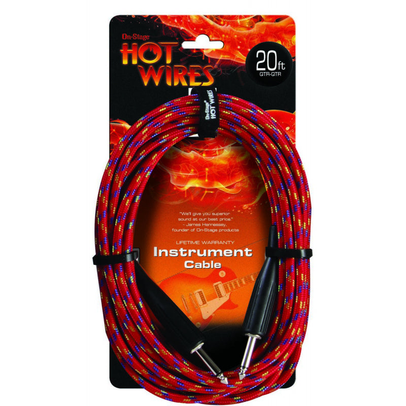 On-Stage IC-20BR Instrument Cable Braided QTR-QTR - 20‚Äô