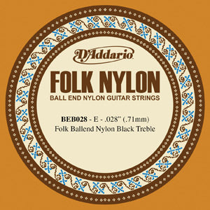 D'Addario BEB028 - SINGLE FOLK BLK NYL 028 BALL