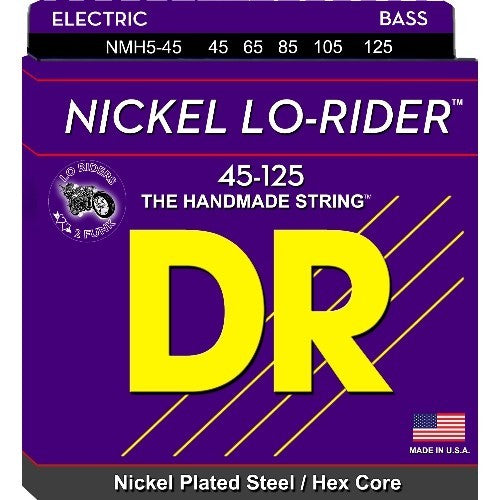 DR Strings NMH5-45 (Medium 5's) - NICKEL LO-RIDER  - Nickel Plated Bass: 45, 65, 85, 105, 125