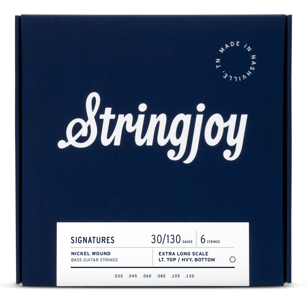 Stringjoy Light Top / Heavy Bottom Gauge (30-130) 6 String Extra Long Scale Nickel Wound Bass Guitar Strings