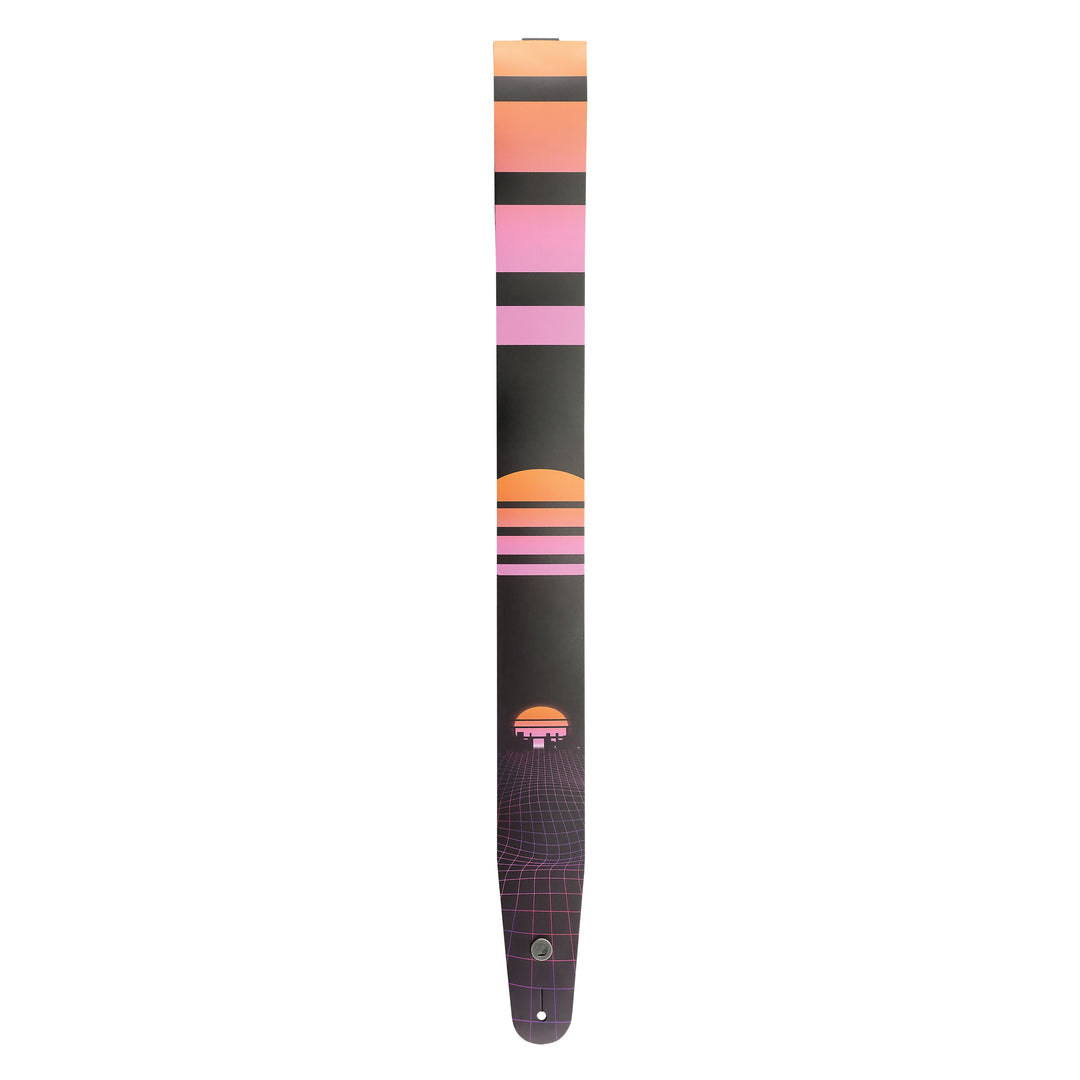 D'Addario OUTRUN 2.5MM LEATHER GUITAR STRAP - POWER GRID