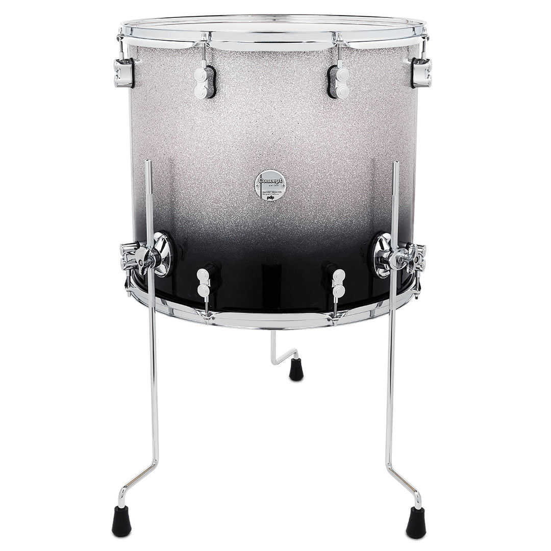PDP Concept Maple Lacquer 16x18 Floor Tom w/ Chrome Hardware - Silver to Black Fade