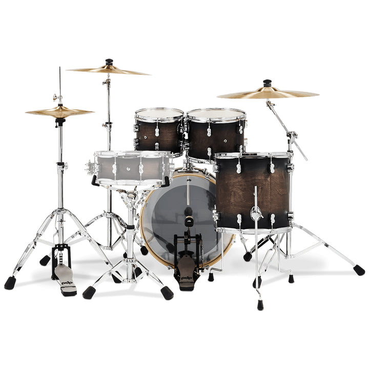 PDP Concept Maple Lacquer CM Fusion Kit Shell Pack w/ Chrome Hardware (16x20 w/ BDM, 8x10, 9x12, 14x14FT) - Satin Charcoal Burst
