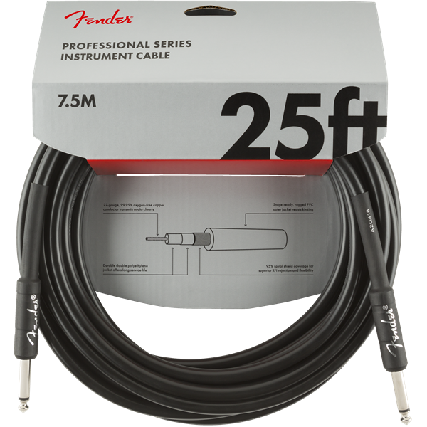 Fender Professional Series Instrument Cable - Black - 25ft