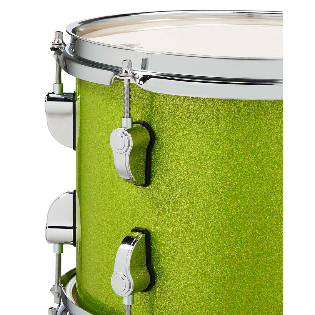 PDP-PDNY1604EL- PDP New Yorker 4-Piece Kit FinishPly Shell Pack (14x16 w/ BDM, 8x10, 12x13FT, 5x14 Snare) - Electric Green Sparkle