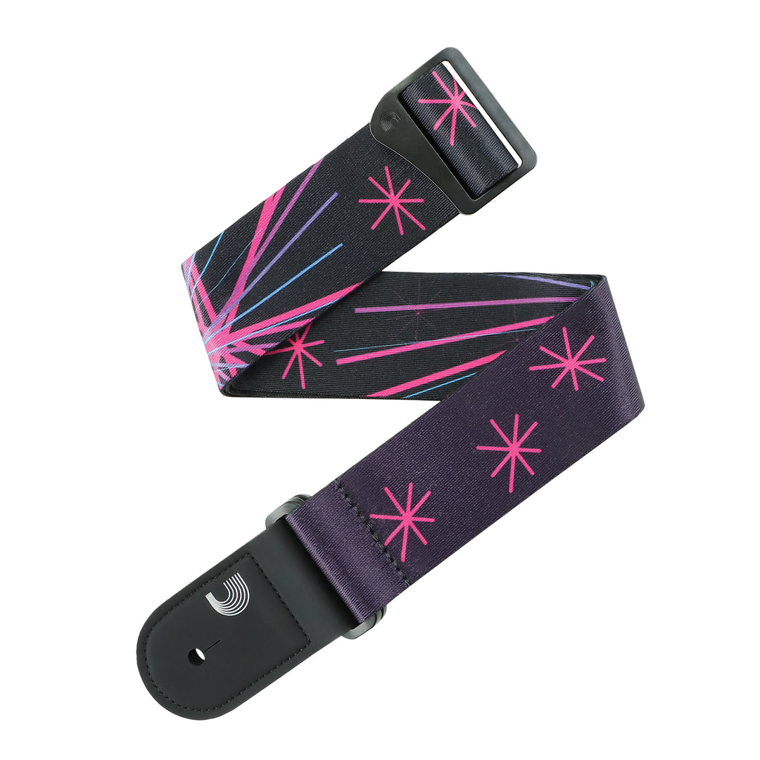 D'Addario OUTRUN 50MM GUITAR STRAP - NEON STAR