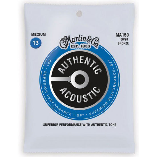 Martin MA150 Authentic Acoustic Superior Performance 80/20 Bronze Guitar Strings - Medium 13-56