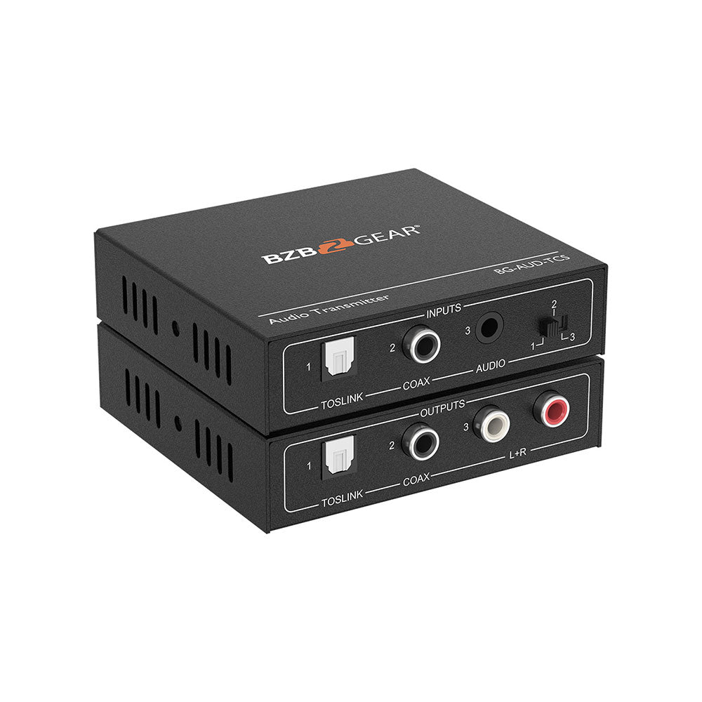 BZBGEAR - Stereo/TOSLINK/COAX Audio Extender(Transmitter/Receiver)over Cat5e/6/7