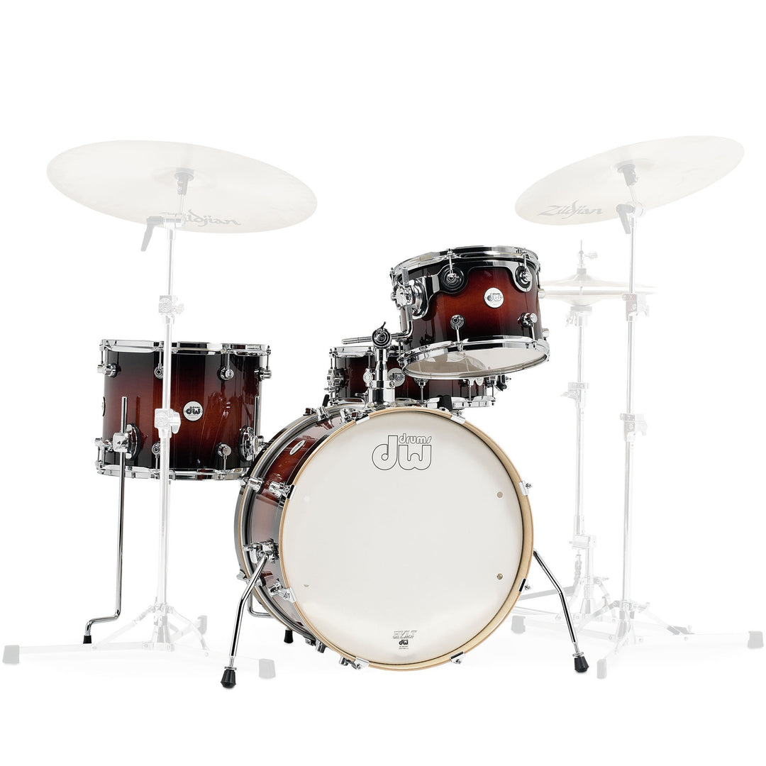 DW Design Series Frequent Flyer 4-Piece Shell Pack Gloss Lacquer Drum Set (8x12, 11x14, 12x20, 5x14) - Tobacco Burst