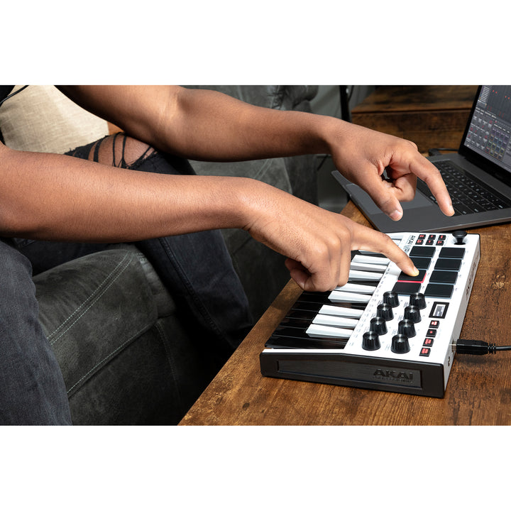 Akai MPK Mini Mk3 Portable USB MIDI Keyboard Controller - White