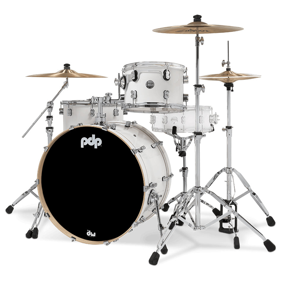 PDP Concept Maple Lacquer CM Rock Kit Shell Pack w/ Chrome Hardware (14x24, 9x13, 16x16FT) - Pearlescent White