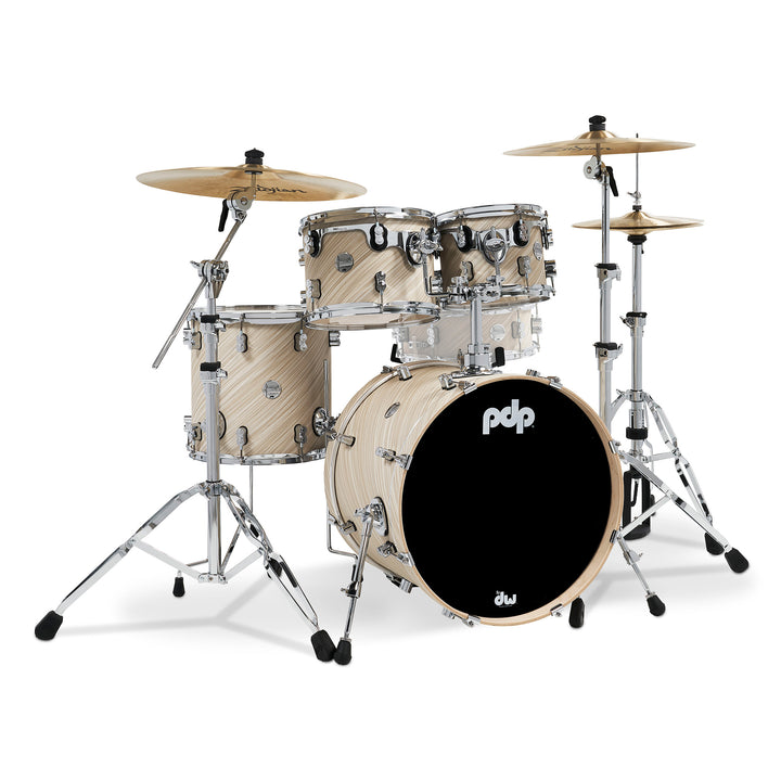 PDP Concept Maple Finish Ply CM Fusion Kit Shell Pack w/ Chrome Hardware (16x20 w/ BDM, 8x10, 9x12, 14x14FT) - Twisted Ivory