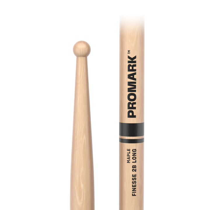 Promark RBM625LRW-Promark Finesse 2B Long Maple Drumsticks, Small Round Wood Tip