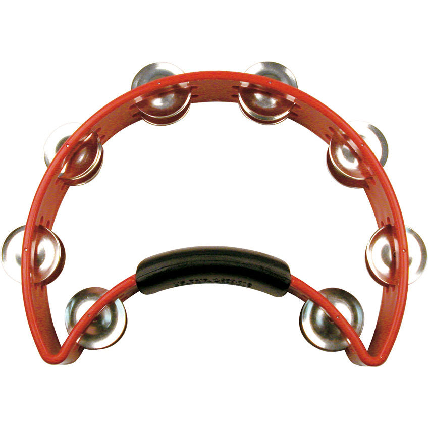Rhythm Tech RT1030 1/4 Moon Tambourine - Red w/ Nickel Jingles