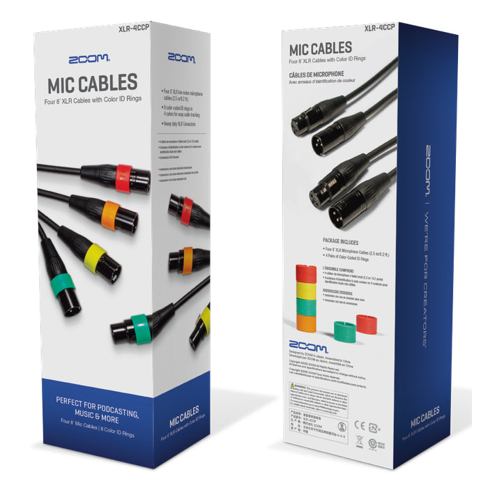 Zoom XLR-4c/CP Microphone Cables w/ Color ID Rings (4-Pack)